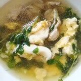 豆苗と豚肉の卵スープ(^^)